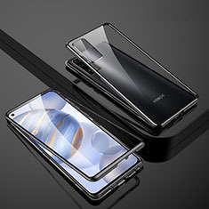 Coque Rebord Bumper Luxe Aluminum Metal Miroir 360 Degres Housse Etui Aimant M01 pour Huawei Honor 30 Noir
