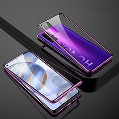 Coque Rebord Bumper Luxe Aluminum Metal Miroir 360 Degres Housse Etui Aimant M01 pour Huawei Honor 30 Violet