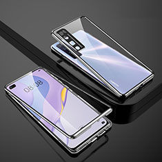 Coque Rebord Bumper Luxe Aluminum Metal Miroir 360 Degres Housse Etui Aimant M01 pour Huawei Nova 7 Pro 5G Argent