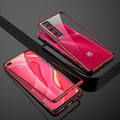 Coque Rebord Bumper Luxe Aluminum Metal Miroir 360 Degres Housse Etui Aimant M01 pour Huawei Nova 7 Pro 5G Rouge
