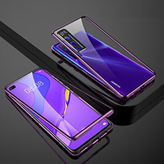 Coque Rebord Bumper Luxe Aluminum Metal Miroir 360 Degres Housse Etui Aimant M01 pour Huawei Nova 7 Pro 5G Violet