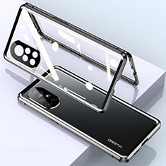 Coque Rebord Bumper Luxe Aluminum Metal Miroir 360 Degres Housse Etui Aimant M01 pour Huawei Nova 8 Pro 5G Noir