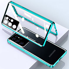 Coque Rebord Bumper Luxe Aluminum Metal Miroir 360 Degres Housse Etui Aimant M01 pour Samsung Galaxy S21 Ultra 5G Vert