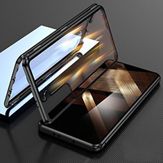 Coque Rebord Bumper Luxe Aluminum Metal Miroir 360 Degres Housse Etui Aimant M01 pour Samsung Galaxy S24 5G Noir