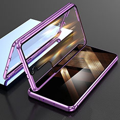 Coque Rebord Bumper Luxe Aluminum Metal Miroir 360 Degres Housse Etui Aimant M01 pour Samsung Galaxy S24 5G Violet
