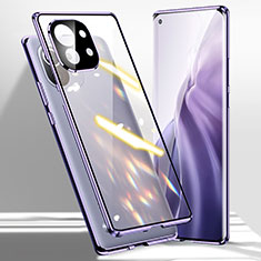 Coque Rebord Bumper Luxe Aluminum Metal Miroir 360 Degres Housse Etui Aimant M01 pour Xiaomi Mi 11 5G Violet