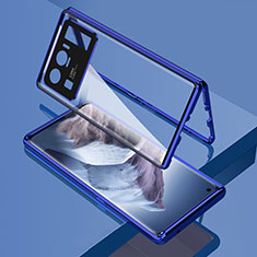 Coque Rebord Bumper Luxe Aluminum Metal Miroir 360 Degres Housse Etui Aimant M01 pour Xiaomi Mi 11 Ultra 5G Bleu