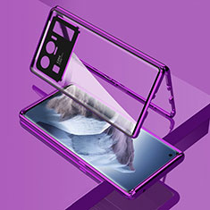 Coque Rebord Bumper Luxe Aluminum Metal Miroir 360 Degres Housse Etui Aimant M01 pour Xiaomi Mi 11 Ultra 5G Violet
