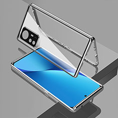 Coque Rebord Bumper Luxe Aluminum Metal Miroir 360 Degres Housse Etui Aimant M01 pour Xiaomi Mi 12 5G Argent