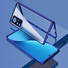 Coque Rebord Bumper Luxe Aluminum Metal Miroir 360 Degres Housse Etui Aimant M01 pour Xiaomi Mi 12 5G Bleu
