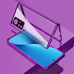 Coque Rebord Bumper Luxe Aluminum Metal Miroir 360 Degres Housse Etui Aimant M01 pour Xiaomi Mi 12 5G Violet