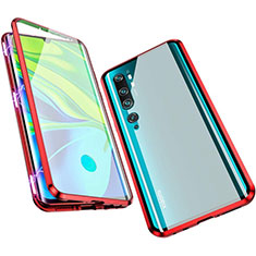 Coque Rebord Bumper Luxe Aluminum Metal Miroir 360 Degres Housse Etui Aimant M01 pour Xiaomi Mi Note 10 Rouge