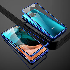 Coque Rebord Bumper Luxe Aluminum Metal Miroir 360 Degres Housse Etui Aimant M01 pour Xiaomi Poco F2 Pro Bleu
