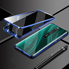 Coque Rebord Bumper Luxe Aluminum Metal Miroir 360 Degres Housse Etui Aimant M01 pour Xiaomi Redmi 8 Bleu