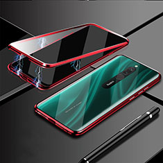 Coque Rebord Bumper Luxe Aluminum Metal Miroir 360 Degres Housse Etui Aimant M01 pour Xiaomi Redmi 8 Rouge