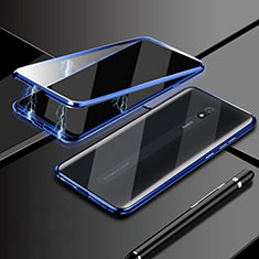 Coque Rebord Bumper Luxe Aluminum Metal Miroir 360 Degres Housse Etui Aimant M01 pour Xiaomi Redmi 8A Bleu