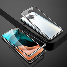 Coque Rebord Bumper Luxe Aluminum Metal Miroir 360 Degres Housse Etui Aimant M01 pour Xiaomi Redmi K30 Pro 5G Argent