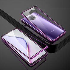 Coque Rebord Bumper Luxe Aluminum Metal Miroir 360 Degres Housse Etui Aimant M01 pour Xiaomi Redmi K30 Pro 5G Violet