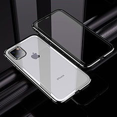 Coque Rebord Bumper Luxe Aluminum Metal Miroir 360 Degres Housse Etui Aimant M02 pour Apple iPhone 11 Pro Max Argent