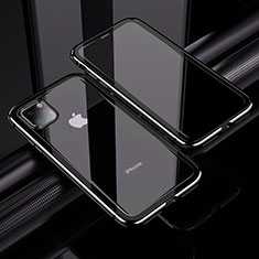 Coque Rebord Bumper Luxe Aluminum Metal Miroir 360 Degres Housse Etui Aimant M02 pour Apple iPhone 11 Pro Max Noir