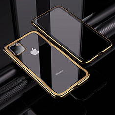 Coque Rebord Bumper Luxe Aluminum Metal Miroir 360 Degres Housse Etui Aimant M02 pour Apple iPhone 11 Pro Or