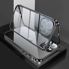Coque Rebord Bumper Luxe Aluminum Metal Miroir 360 Degres Housse Etui Aimant M02 pour Apple iPhone 13 Pro Max Noir