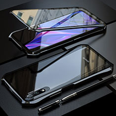 Coque Rebord Bumper Luxe Aluminum Metal Miroir 360 Degres Housse Etui Aimant M02 pour Huawei Honor 9X Noir