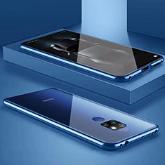 Coque Rebord Bumper Luxe Aluminum Metal Miroir 360 Degres Housse Etui Aimant M02 pour Huawei Nova 5i Pro Bleu