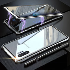 Coque Rebord Bumper Luxe Aluminum Metal Miroir 360 Degres Housse Etui Aimant M02 pour Samsung Galaxy Note 10 Plus 5G Argent