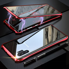 Coque Rebord Bumper Luxe Aluminum Metal Miroir 360 Degres Housse Etui Aimant M02 pour Samsung Galaxy Note 10 Plus 5G Rouge