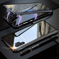 Coque Rebord Bumper Luxe Aluminum Metal Miroir 360 Degres Housse Etui Aimant M02 pour Samsung Galaxy Note 10 Plus Noir