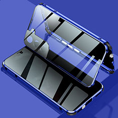 Coque Rebord Bumper Luxe Aluminum Metal Miroir 360 Degres Housse Etui Aimant M02 pour Samsung Galaxy S21 5G Bleu