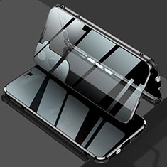 Coque Rebord Bumper Luxe Aluminum Metal Miroir 360 Degres Housse Etui Aimant M02 pour Samsung Galaxy S21 5G Noir