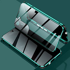 Coque Rebord Bumper Luxe Aluminum Metal Miroir 360 Degres Housse Etui Aimant M02 pour Samsung Galaxy S21 5G Vert