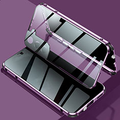 Coque Rebord Bumper Luxe Aluminum Metal Miroir 360 Degres Housse Etui Aimant M02 pour Samsung Galaxy S21 5G Violet