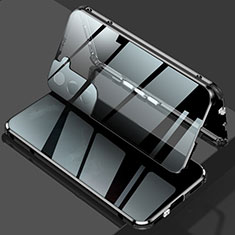 Coque Rebord Bumper Luxe Aluminum Metal Miroir 360 Degres Housse Etui Aimant M02 pour Samsung Galaxy S24 Plus 5G Noir