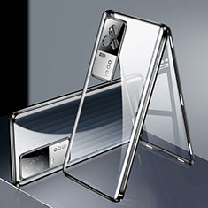 Coque Rebord Bumper Luxe Aluminum Metal Miroir 360 Degres Housse Etui Aimant M02 pour Vivo iQOO 8 5G Noir