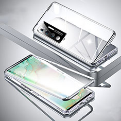 Coque Rebord Bumper Luxe Aluminum Metal Miroir 360 Degres Housse Etui Aimant M02 pour Xiaomi Mi 10 Ultra Argent