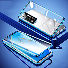Coque Rebord Bumper Luxe Aluminum Metal Miroir 360 Degres Housse Etui Aimant M02 pour Xiaomi Mi 10 Ultra Bleu