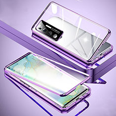 Coque Rebord Bumper Luxe Aluminum Metal Miroir 360 Degres Housse Etui Aimant M02 pour Xiaomi Mi 10 Ultra Violet Clair