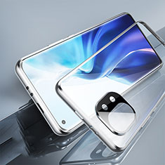 Coque Rebord Bumper Luxe Aluminum Metal Miroir 360 Degres Housse Etui Aimant M02 pour Xiaomi Mi 11 5G Argent