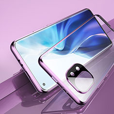 Coque Rebord Bumper Luxe Aluminum Metal Miroir 360 Degres Housse Etui Aimant M02 pour Xiaomi Mi 11 5G Violet