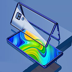 Coque Rebord Bumper Luxe Aluminum Metal Miroir 360 Degres Housse Etui Aimant M02 pour Xiaomi Redmi Note 9 Bleu
