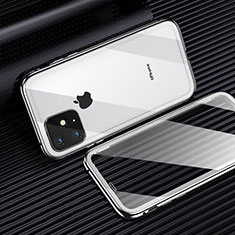 Coque Rebord Bumper Luxe Aluminum Metal Miroir 360 Degres Housse Etui Aimant M03 pour Apple iPhone 11 Pro Blanc