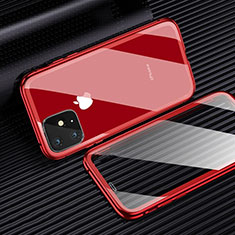Coque Rebord Bumper Luxe Aluminum Metal Miroir 360 Degres Housse Etui Aimant M03 pour Apple iPhone 11 Pro Max Rouge