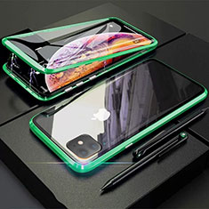 Coque Rebord Bumper Luxe Aluminum Metal Miroir 360 Degres Housse Etui Aimant M03 pour Apple iPhone 11 Vert