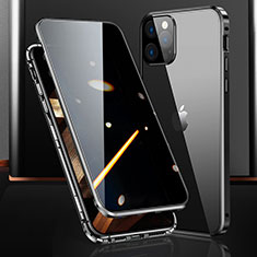 Coque Rebord Bumper Luxe Aluminum Metal Miroir 360 Degres Housse Etui Aimant M03 pour Apple iPhone 15 Pro Max Noir