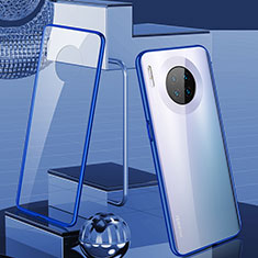 Coque Rebord Bumper Luxe Aluminum Metal Miroir 360 Degres Housse Etui Aimant M03 pour Huawei Mate 30 Pro Bleu