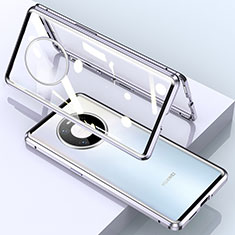 Coque Rebord Bumper Luxe Aluminum Metal Miroir 360 Degres Housse Etui Aimant M03 pour Huawei Mate 40E Pro 4G Argent