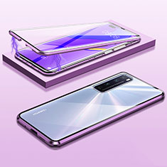 Coque Rebord Bumper Luxe Aluminum Metal Miroir 360 Degres Housse Etui Aimant M03 pour Huawei Nova 7 Pro 5G Violet